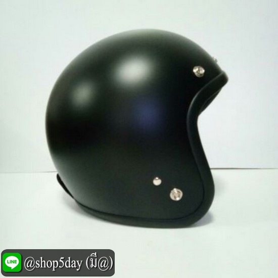 หมวกกันน็อค แนววินเทจ LB BIG. สีดำด้าน ขอบดำ