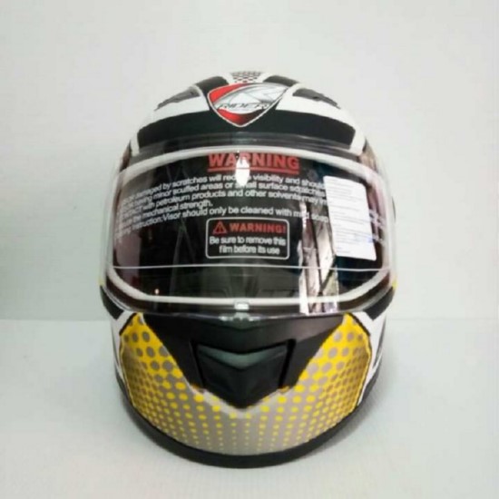 Rider helmet หมวกกันน็อคหุ้มคาง ราคาถูก รุ่น Viper Electron สีดำด้าน-เหลือง แว่น 2ชั้น