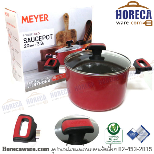 [Forge Red] หม้อ2หู 20ซ.เคลือบ ฝาแก้ว IH ไมย์เออร์ [my-22020-t]