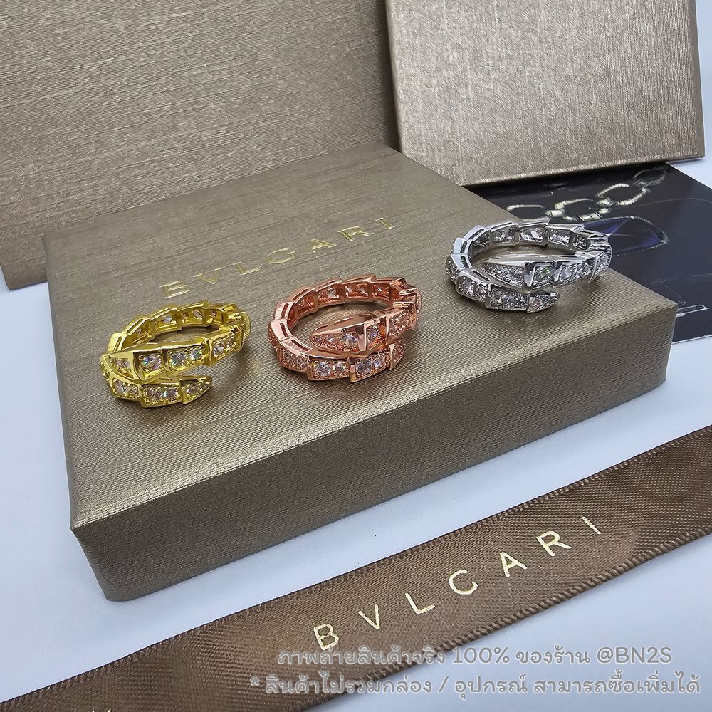 สีทอง | แหวนงู บูการี Bugari SERPENTI RING รุ่นงู ล้อมเพชร ปรับได้ฟรีไซส์ มี 3 สีให้เลือก งานสวยใส่ออกงาน รับรองเล่นไฟ สี เงิน ทอง พิงค์โกลด์ แหวนค่อนข้างจะหนา ใหญ่ กว่าปกติ แนะนำคนนิ้วใหญ่จะใส่สวย หากผุ้หญิง