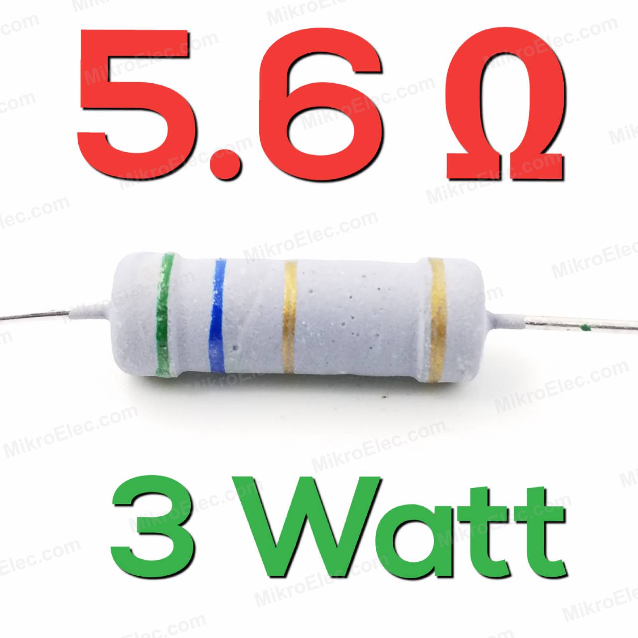 5.6 โอห์ม 5.6 Ohm 3W 5% เมทัลออกไซด์ ฟิล์ม Metal Oxide Film Resistor 5.6R