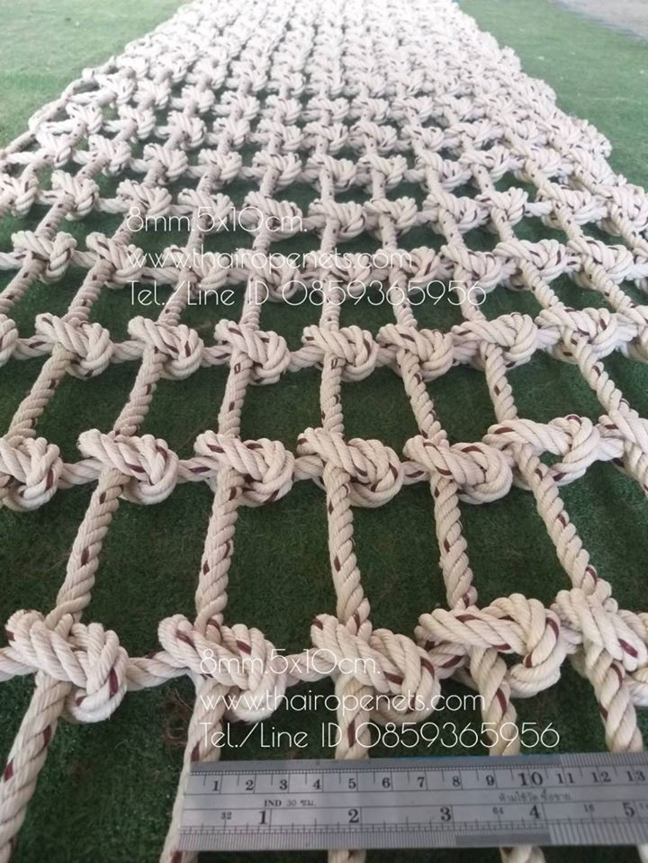 ตาข่ายเชือกใยยักษ์ ขนาด 8 mm. ช่องตา 5 x 10 cm. (ผลิตได้ทุกขนาด)
