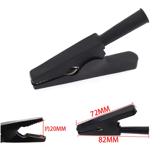 ปากคีบจระเข้ ใช้ร่วมกับปลั๊กกล้วย 4mm สีดำ เปลือกหุ้มทั้งหมด All-Inclusive Sheath Round Handle Open 20mm Alligator Test Clip Alligator 4mm Banana Plug Cable Black color