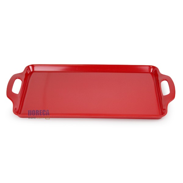 [Red] Serving tray, square with handle, 19 inches, Thai melamine