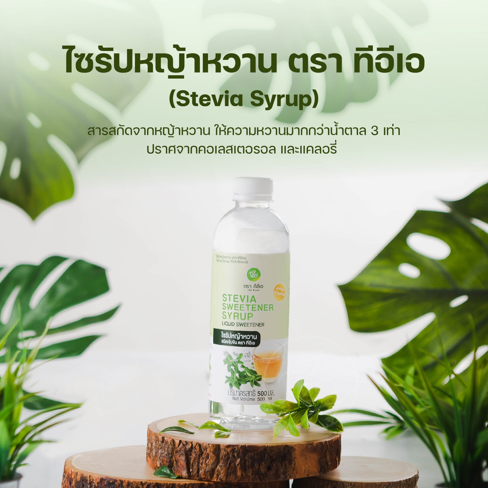 ไซรัปหญ้าหวาน น้ำเชื่อมหญ้าหวาน แบบขวด 500 ml ไซรัปคีโต น้ำเชื่อมคีโต สำเร็จรูป หญ้าหวาน Stevia Syrup ตรา ทีอีเอ