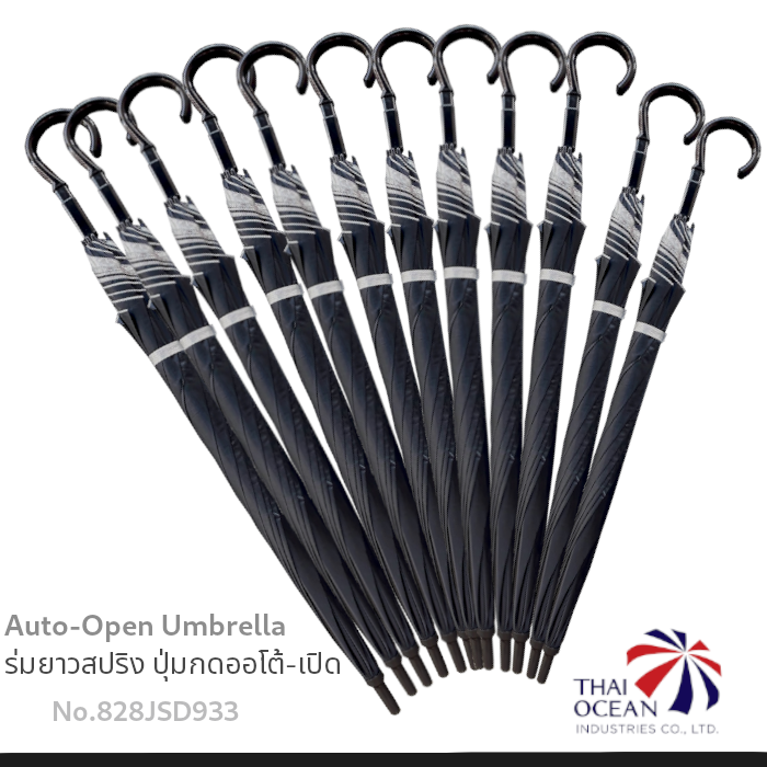 Leo ร่มไม้เท้า ปลายกันลื่น ปุ่มกดกางออโต้ ขนาด28นิ้ว สีดำ ผ้าเคลือบยูวีกันแดด (ขายส่ง) 12 คันต่อกล่อง