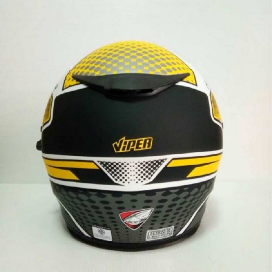Rider helmet หมวกกันน็อคหุ้มคาง ราคาถูก รุ่น Viper Electron สีดำด้าน-เหลือง แว่น 2ชั้น