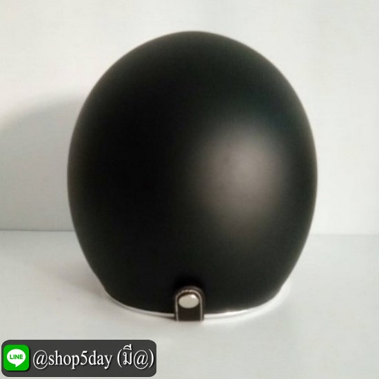 หมวกกันน็อคคลาสสิค วินเทจ สีดำด้าน ขอบโคเมี่ยม