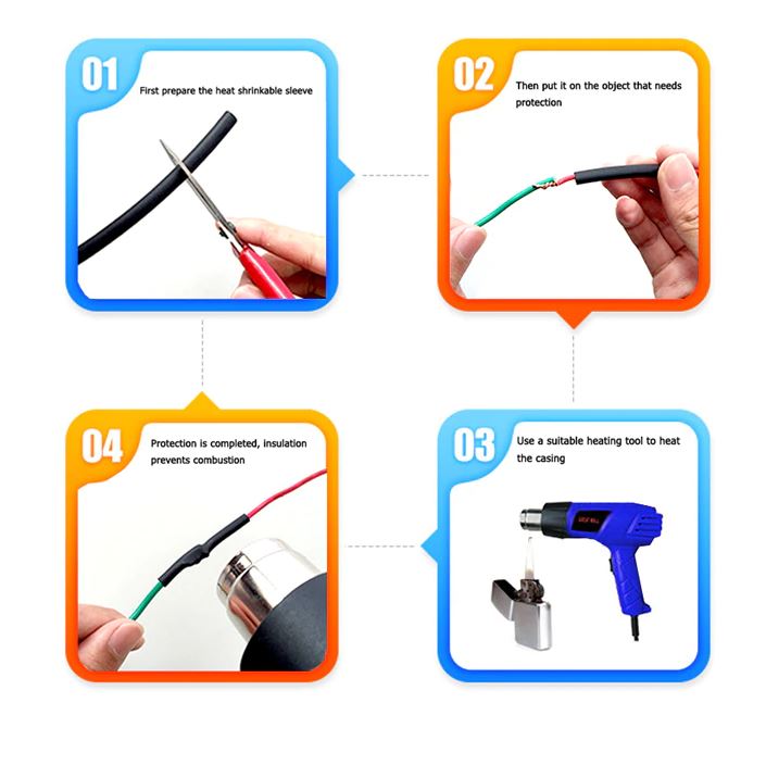 ท่อหดขนาด 2mm ยาว 40mm (4 cm.) อัตราส่วนการหด 2:1 มี 7 สีให้เลือก Heat Shrinkable Tube