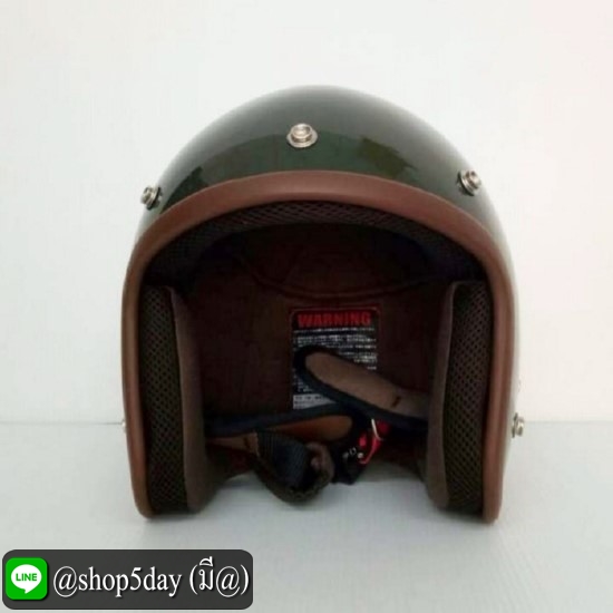 AVEX หมวกกันน็อควินเทจคลาสสิค ราคาถูก รุ่นLB สีขี้ม้าเงา คิ้วน้ำตาล ผ้าน้ำตาล