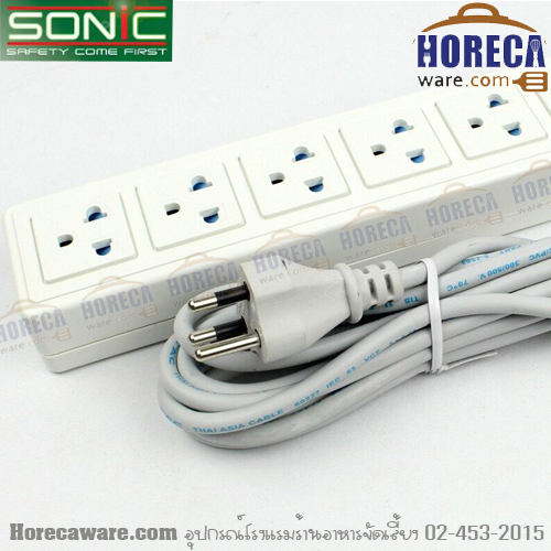ปลั๊ก 6ช่อง 5m 10A 2500w โซนิค [snc-02-a6-0005]
