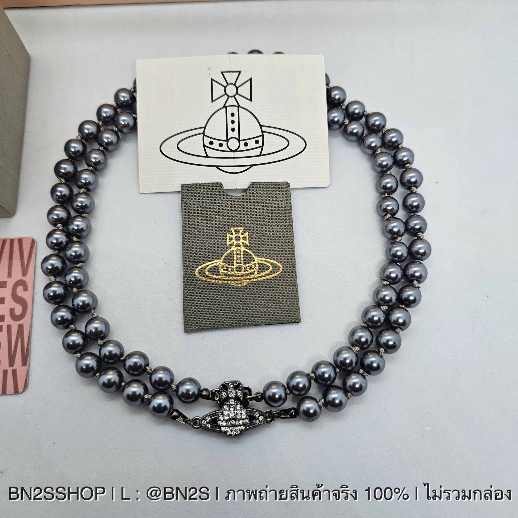 Vivienne Westwood Graziella embellished choker สร้อยคอโชกเกอร์ ไข่มุกสองเส้น ไข่มุกสีดำ