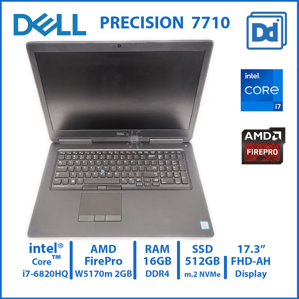 DELL PRECISION 7710 INTEL i7-6820HQ AMD FirePro W5170m RAM 16GB NVMe 512GB 27-1 โน๊ตบุ๊คทำงาน