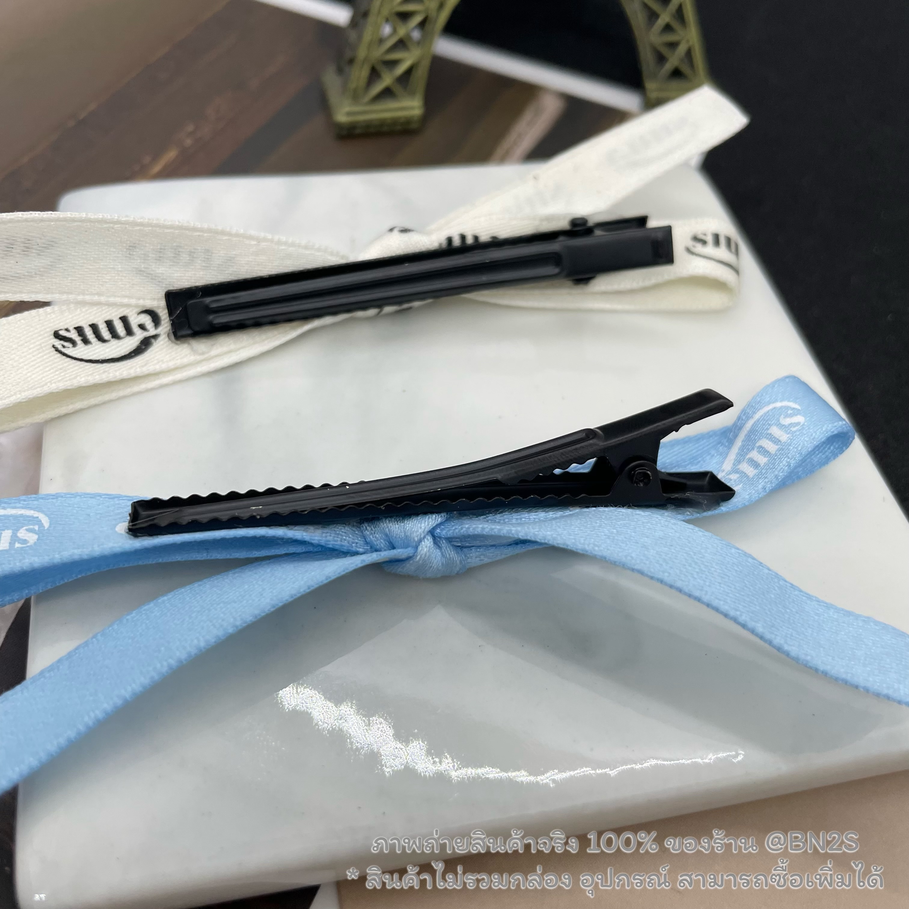 สีชมพู | EMIS NEW LOGO RIBBON HAIR CLIP ที่หนีบผม ริบบิ้น โลโก้ใหม่ EMIS เกาหลี