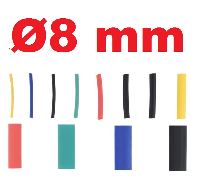 ท่อหดขนาด 8mm ยาว 90mm (9 cm.) อัตราส่วนการหด 2:1 มี 7 สีให้เลือก Heat Shrinkable Tube