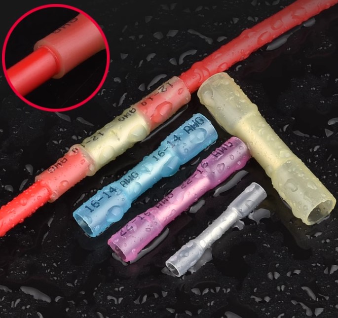 BHT5 สลิปหุ้ม(กันน้ำ) AWG 12-10 (4-6 sq.mm.) max 48A. แพ็คละ 20 ชิ้น Heat Shrink Butt Wire Connectors Waterproof Insulated Wire Cable Crimp Terminals สลิปหุ้ม ท่อหด หางปลา สลิปหุ้มต่อสายไฟ เทอร์มินอลต่อสายไฟ BHT-5