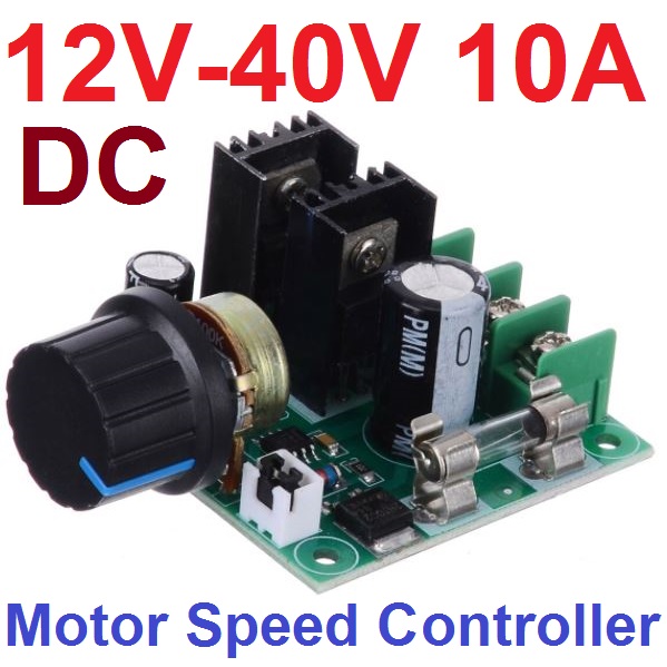 โมดุลควบคุมความเร็วมอเตอร์ DC 12V-40V 10A PWM Motor Speed Controller Dimmer Voltage Regulator with Knob Electric DC Speed Controller