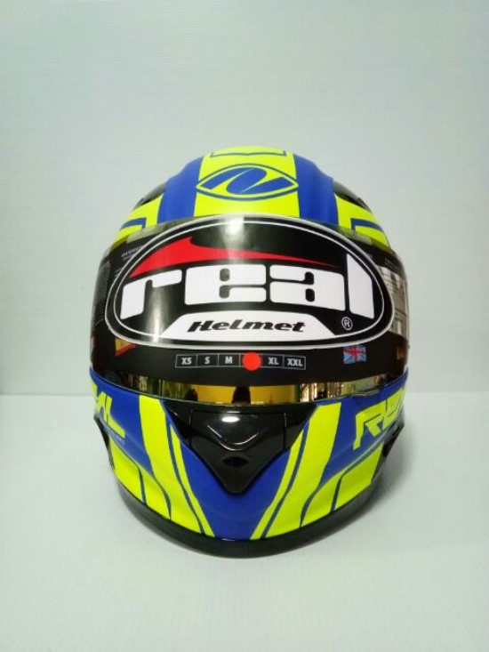 🔥หมวกกันน็อค REAL HORNET VIRAGO สีน้ำเงินเข้มด้านลายเหลือง ชิวปรอท