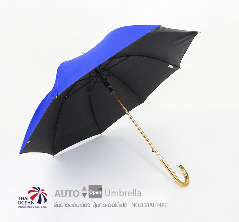 Leo ร่มยาวกางออโต้ ด้ามสีทอง ผ้า black uv กันรังสียูวี 99% ขนาด 24 นิ้ว