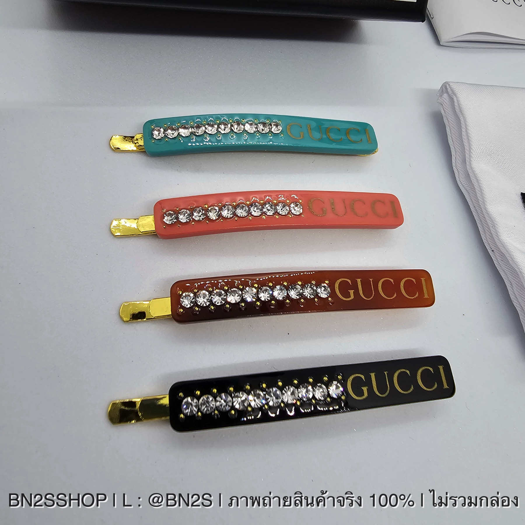 สีดำ | NEW GUCCI Logo Embellished Hair Clip กิ๊บหนีบผมสไลด์ กุชชี่ มี 4 สี งานสกรีนโลโก้ สวย สำเนา
