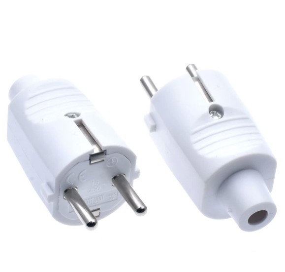 หัวปลั๊ก EU AC 250V 16A สีขาว European Plug Electrical Plug Socket Outlets White color Extension Adapter Power Cord Connector German male plug