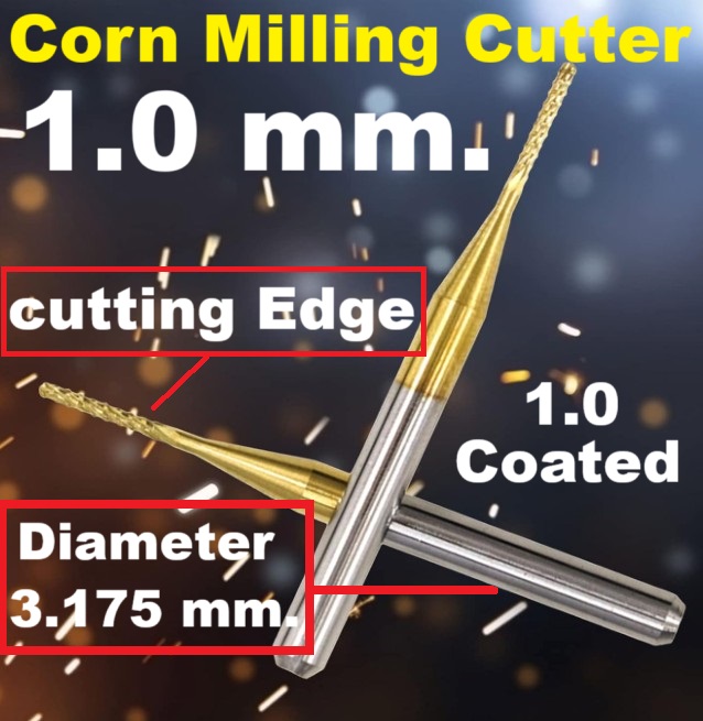 ดอกกัด1.0 mm. 1.0 Coated corn milling cutter 3.175 tungsten steel carbide milling cutter PCB CNC Machine Engraving Cutting