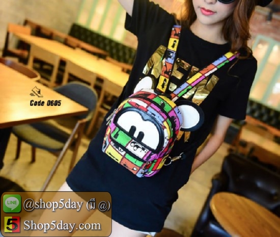 กระเป๋าสะพายผ้าใบ Mickey (ลายสีสัน)