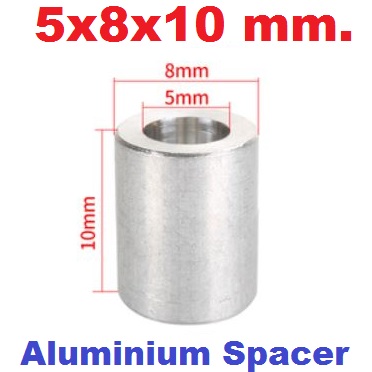 Isolation Column 5x8x10 mm. Aluminium Spacer bearing separation gasket ring pulley support