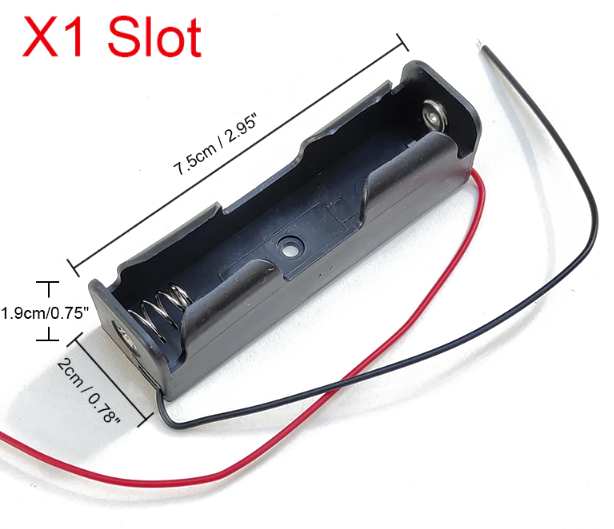 รางถ่านขนาด 18650 แบบ 1 ก้อน 3.7V พร้อมสายไฟ 1 Slots Battery Box Rechargeable Battery Holder