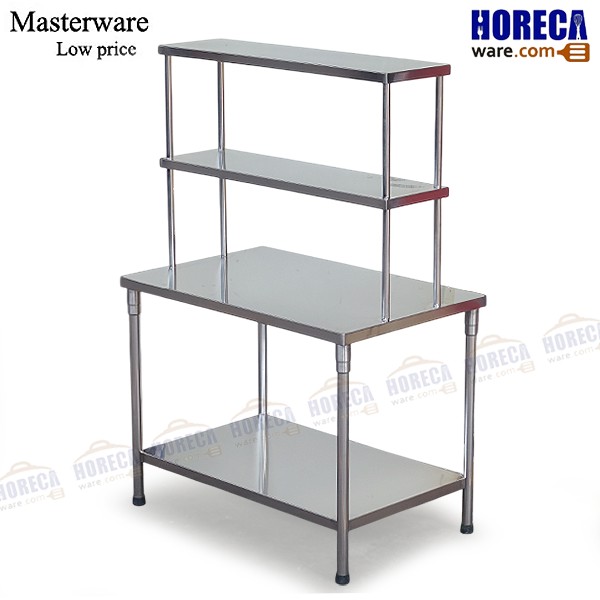 โต๊ะเตรียม มีพื้นล่าง 1100x700x850+double high shelf (Chen) แมสเตอร์แวร์-CH