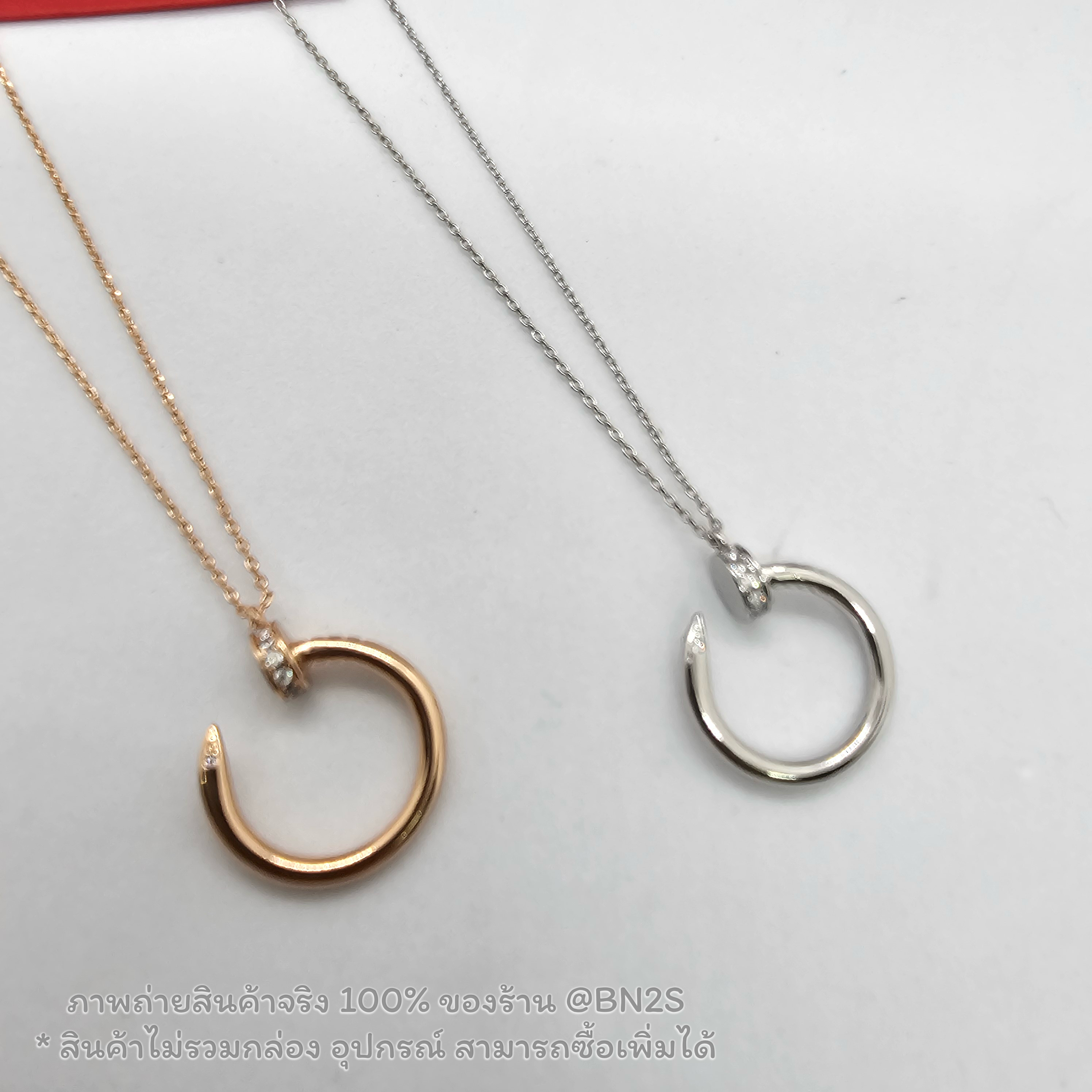 อะไหล่พิงค์โกลด์ | สร้อยคอคาเทีย Cartier JUSTE UN CLOU NECKLACE จี้ตะปู ประดับคริสตัล สายโซ่ อะไหล่เงิน พิงค์โกล์ งานไม่ปั๊มน้า รับรองว่าสวย