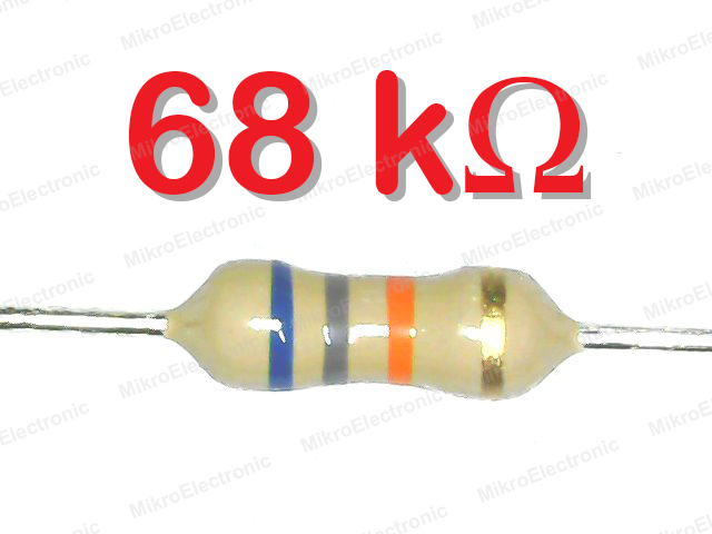 68K 1/4W 5% ตัวต้านทาน แพ็คละ 10 ตัว Carbon Film Fixed Resistor
