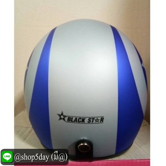 หมวกกันน็อคแนววินเทจคลาสสิค แนวๆ เท่ๆ สีน้ำงิน ลายดาว