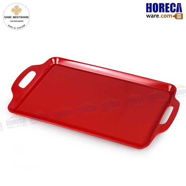 [Red] Serving tray, square with handle, 19 inches, Thai melamine