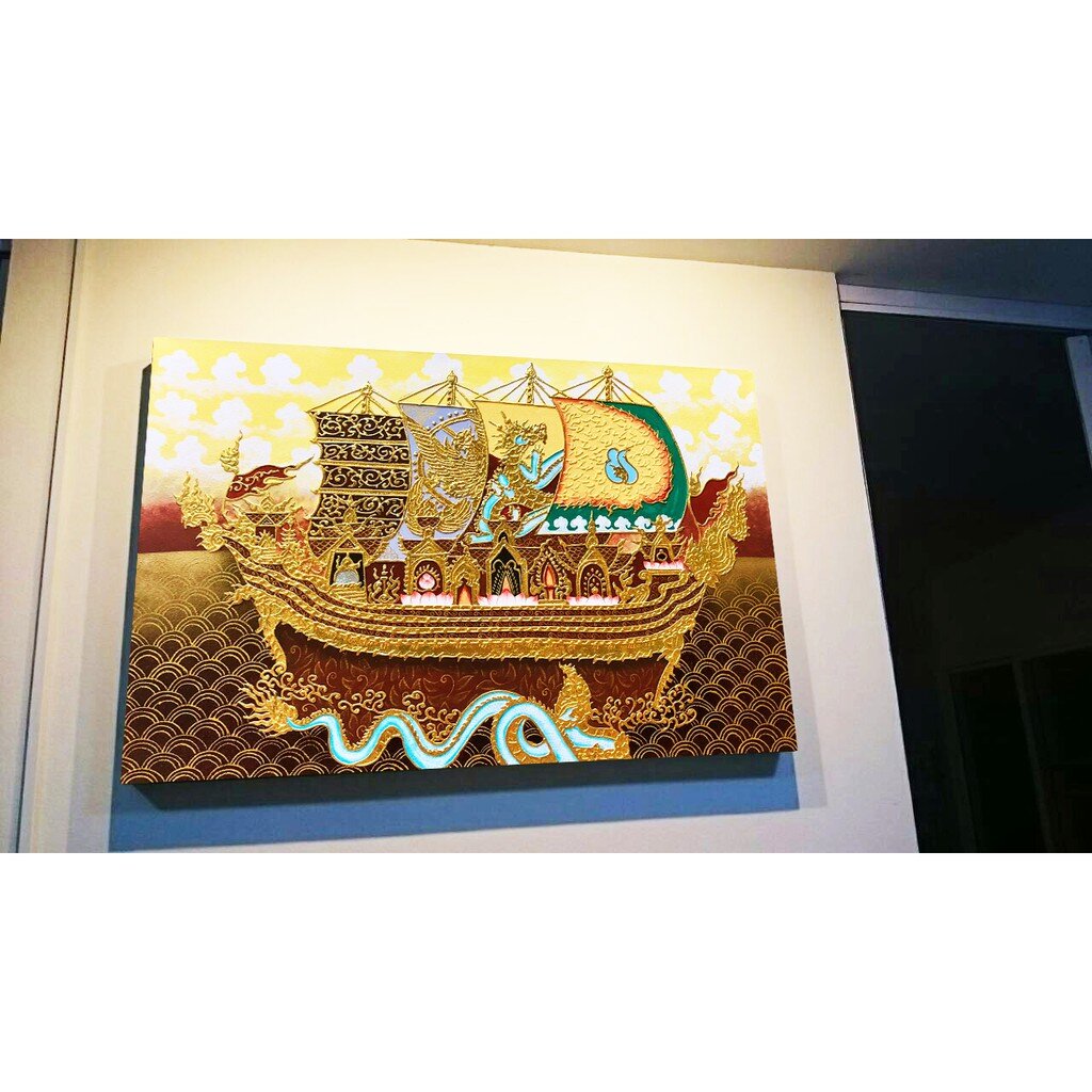 ภาพวาดเรือสำเภา รูปภาพติดผนัง รูปติดห้องรับแขก รูปภาพหัวเตียง รูปภาพเสริมมงคล กรอบรูปติดผนัง ภาพติดผนังห้อง E0020