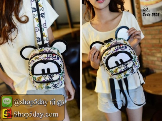 กระเป๋าสะพายผ้าใบ Mickey (ลายจักรยาน)