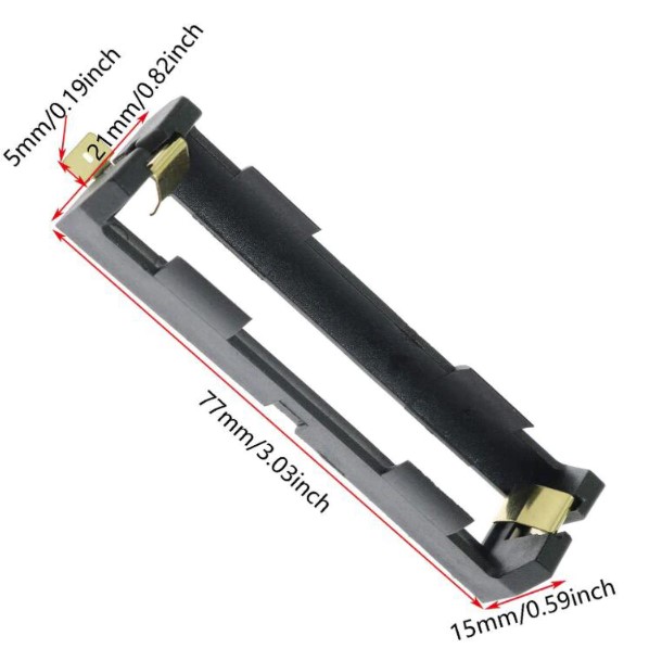 รางถ่าน 18650 แบบ 1 ก้อน 3.7V 18650 Battery Holder SMD Battery Box 1 slot Power Bank Storage Case Bronze Pins SMT