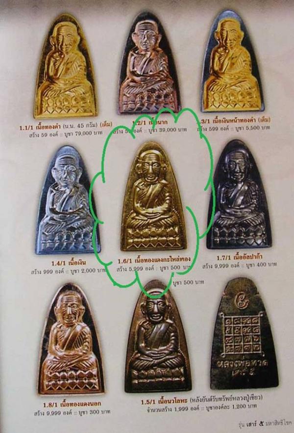 พระหลวงพ่อทวด พ่อท่านเขียว เตารีด พิมพ์หลังหนังสือใหญ่ รุ่นเสาร์ ๕ มหาสิทธิโชค จัดสร้างปี ๒๕๕๓ เนื้อทองแดงกะไหล่ทอง หมายเลข ๕๓๕๒