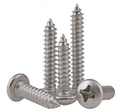 สกรูสแตนเลส M3x10 mm.หัวกลมแฉก สีขาว stainless steel 304 round head flat tail self-tapping screw cross groove M3*10mm. เกลียวปล่อย