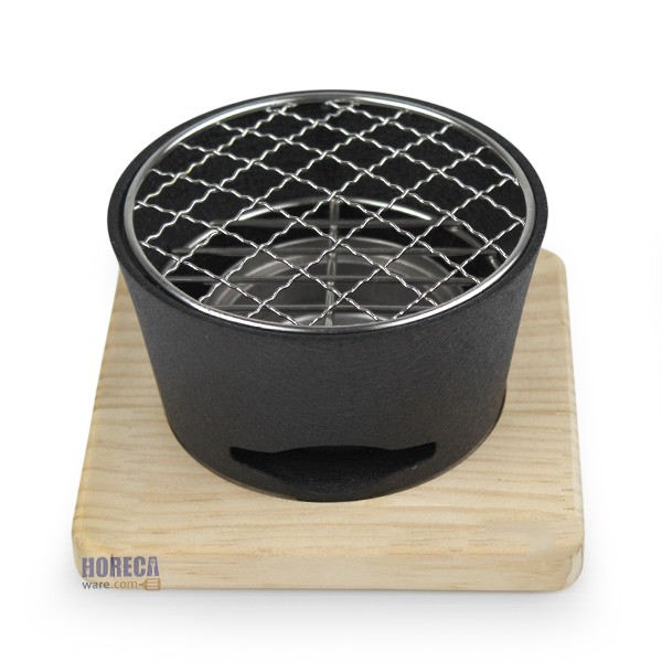 Black mini round grill, 12 cm, Hana