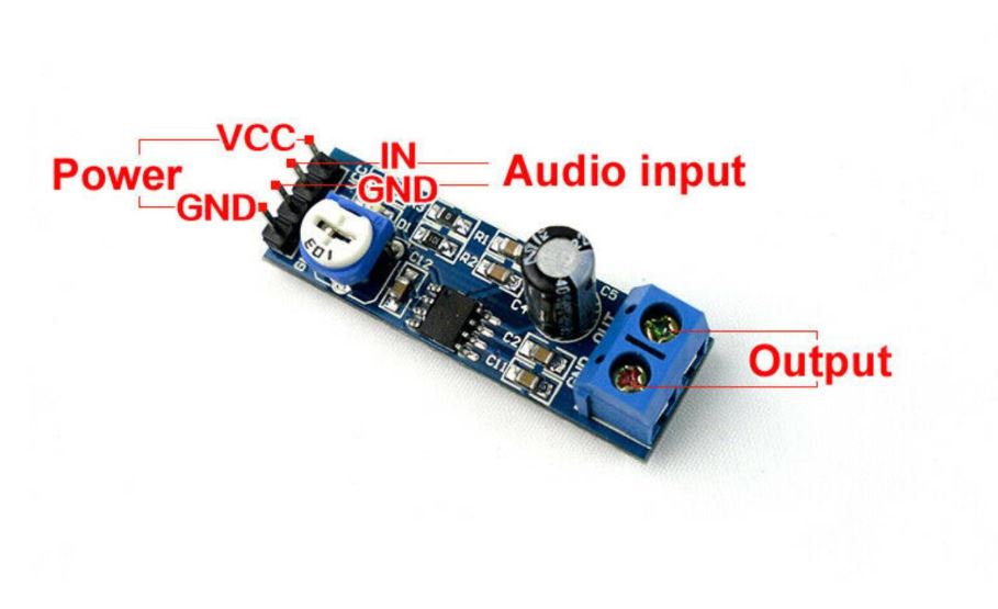โมดูลขยายเสียง ปรับอัตราขยายได้ 200เท่า ใช้ไฟเลี้ยง 5V-12V LM386 audio power amplifier module 200 times mono gain amplifier board mono power amplifier ขยายสัญญาณ