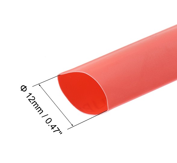 ท่อหด สีแดง ขนาด 12 mm. แบ่งขายเป็นเมตร อัตราส่วนการหด 2:1 Heat Shrinkable Tube ท่อหด 12mm.