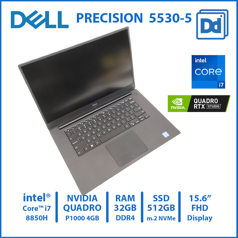 DELL PRECISION 5530 intel i7-8850H NVIDIA Quadro P1000 4GB RAM16GB NVMe 512GB Workstation -5 โน๊ตบุ๊คทำงาน