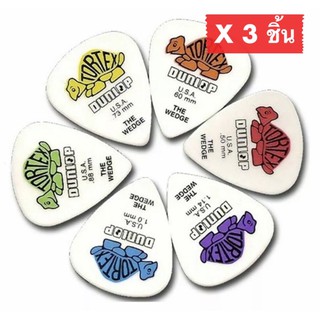 ปิ๊กกีตาร์ 3 ชิ้น แท้ 100% ปิ๊กกีต้าร์ Jim Dunlop Tortex Wedge Guitar Picks 42 สำเนา