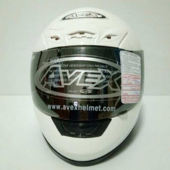 AVEX หมวกกันน็อคเต็มใบ ราคาถูก รุ่นDX ล้วน สีขาว แว่นปรอท