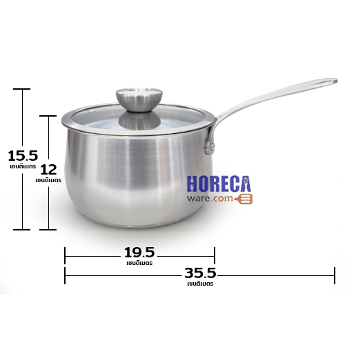 หม้อด้าม 18ซม. White Steel พร้อมฝาแก้ว 2.8ลิตร ตราไมย์เออร์