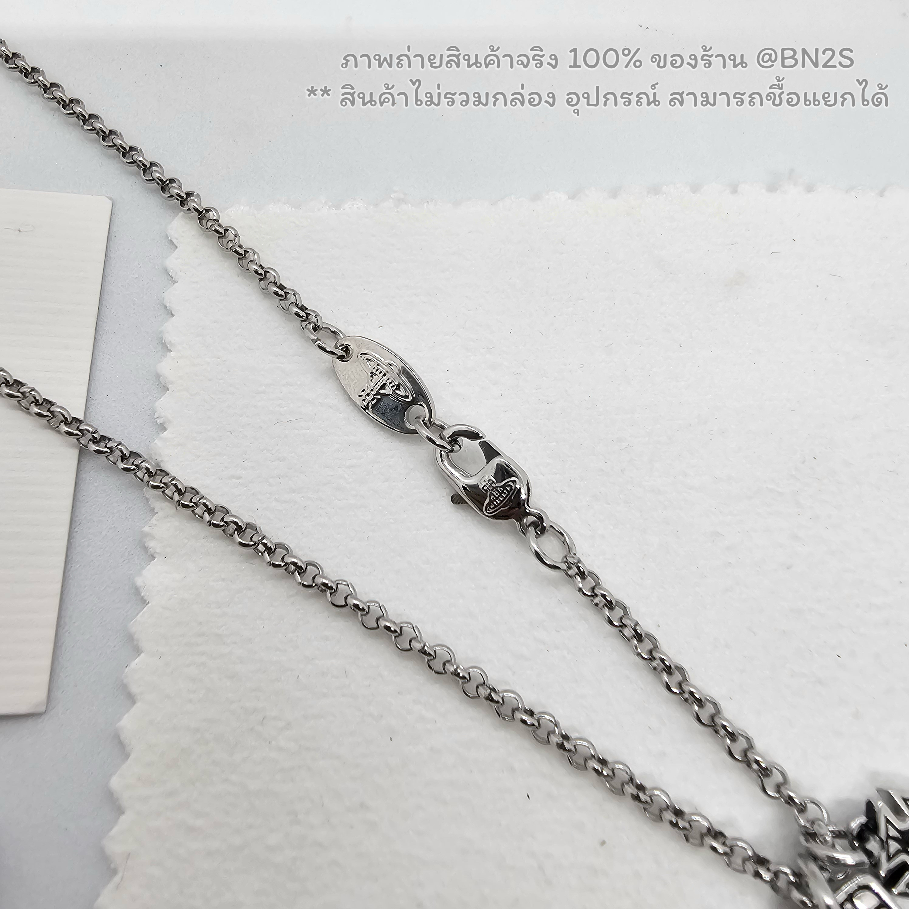 Vivienne Westwood Valerio Men's Pendant สร้อยคอผู้ชาย วิเวียน เวสวู๊ด อะไหล่เงินรมดำ งานโชว์โลโก้ ป้ายเพลท ขนาดความยาว 62 ซม. งานระดับไฮเอน ราคา 319฿ ไม่รวมกล่อง