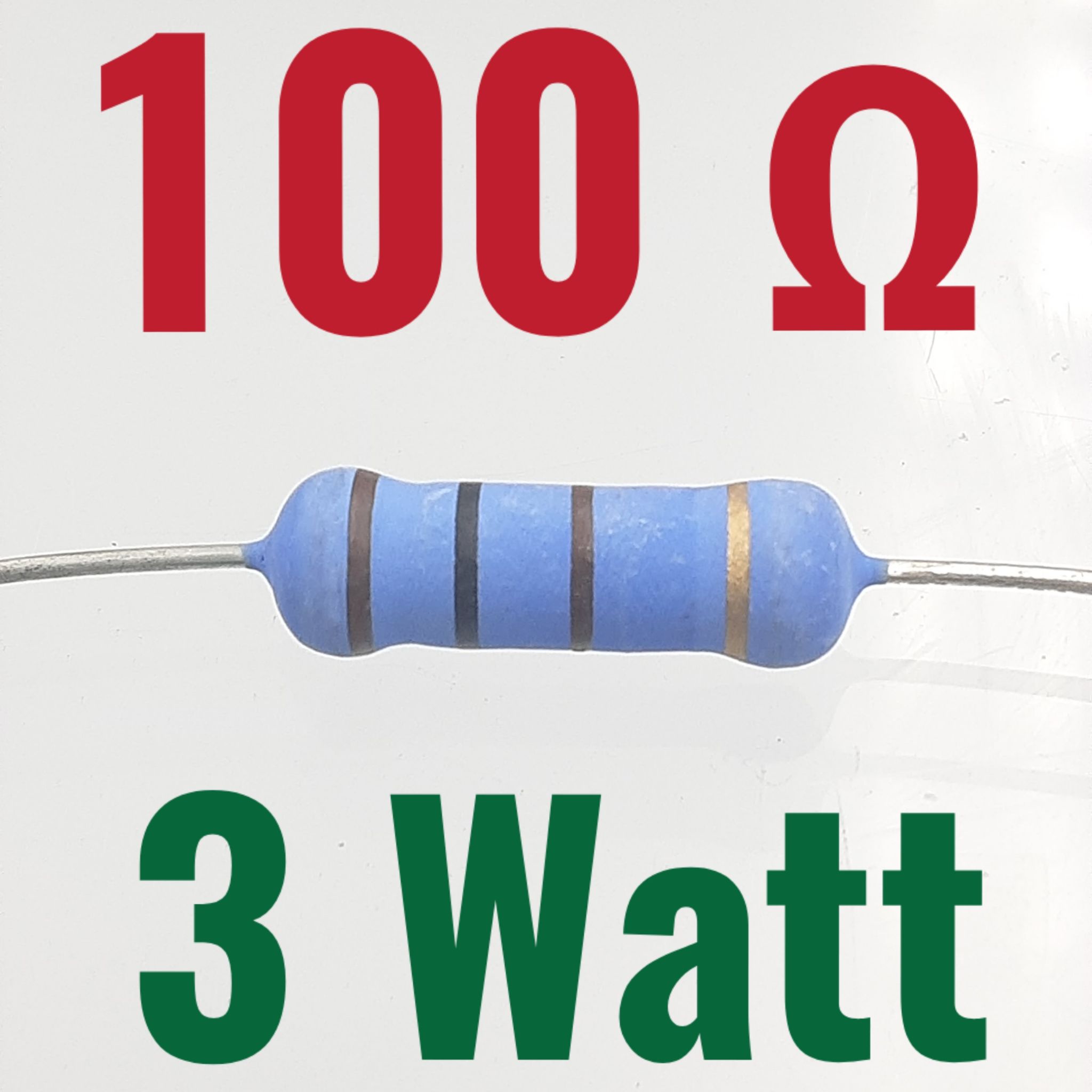 100 โอห์ม 100Ohm 3W 5% เมทัลอ๊อกไซด์ฟิล์ม Metal Oxide Film Fixed Resistor 100R