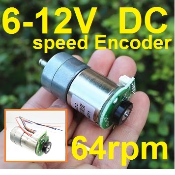 มอเตอร์เกียร์ DC 6-12V 64rpm แกน 4mm. Straight Geared Motor Speed Encoder Tachometer Plate High Speed Large torque 6mm Shaft all-metal gear DC gear motor encoder speed trolley robot with encoder มอเตอร์ทดรอบ วัดความเร็วรอบได้