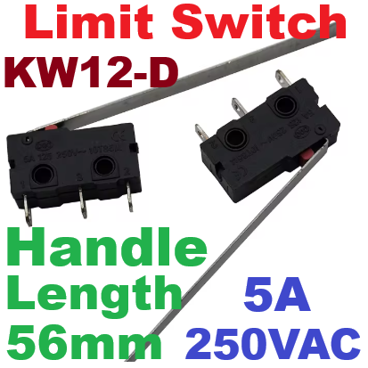 ไมโครสวิตช์ KW12-D 5A 250VAC 3 Pin Limit Switch Micro Switch with handle length 56 mm